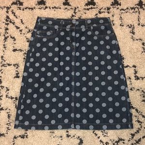 BODEN polka dot denim skirt